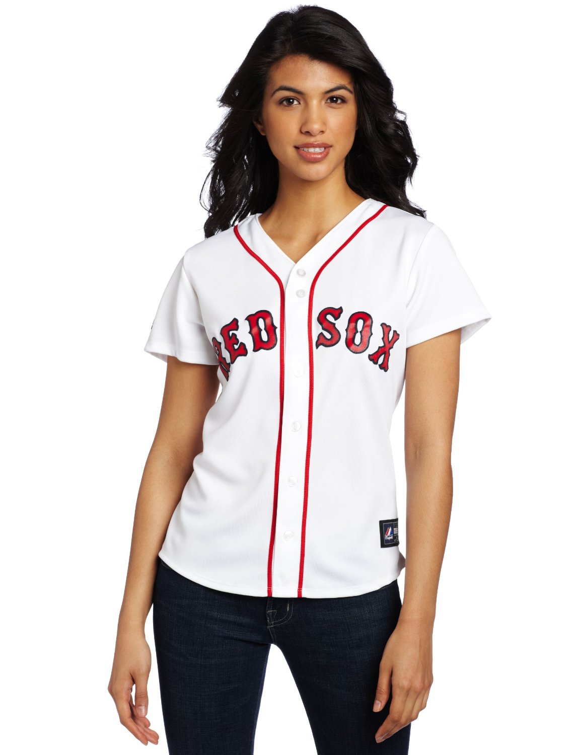 girl wearing baseball jersey