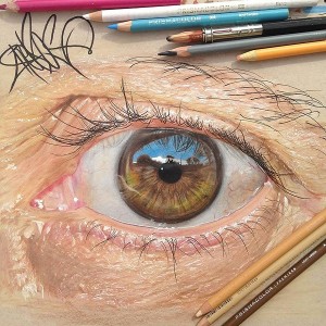 colored pencils, eyes, drawing, art, Jose Vergara
