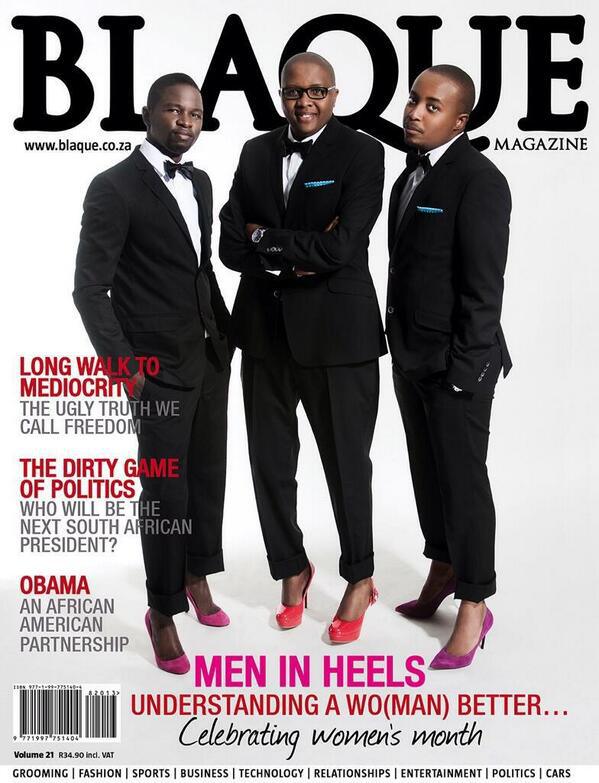 SMH: 3 Men Grace The Cover Of Africa’s “Blaque” Magazine Content And Comfy In Heels