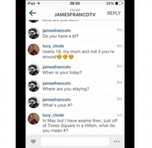 James Franco Underage Girl 17 Year Old Instagram Txt Thirst Trap Hoax