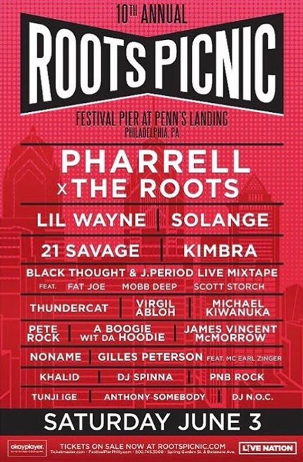 2017 Roots Picnic Lineup: The Roots, Pharrell, Solange, Lil Wayne & More