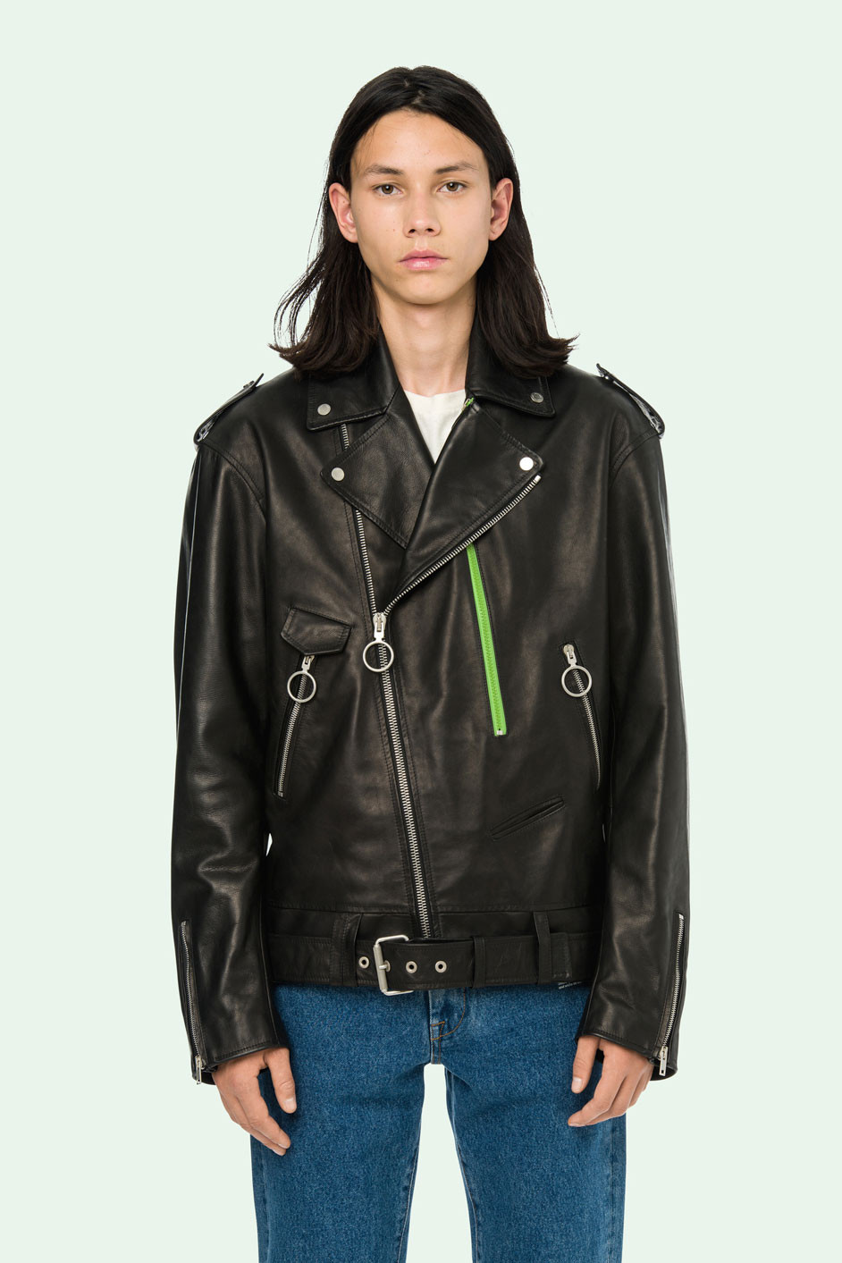 Off white exaggerated biker jacket