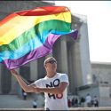 Waving Gay Pride Flag