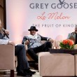 Max Chow professional basketball player Carmelo Anthony and artist Kehinde Wiley at Carmelo Anthony Kehinde Wiley Dinner Hosted by GREY GOOSE