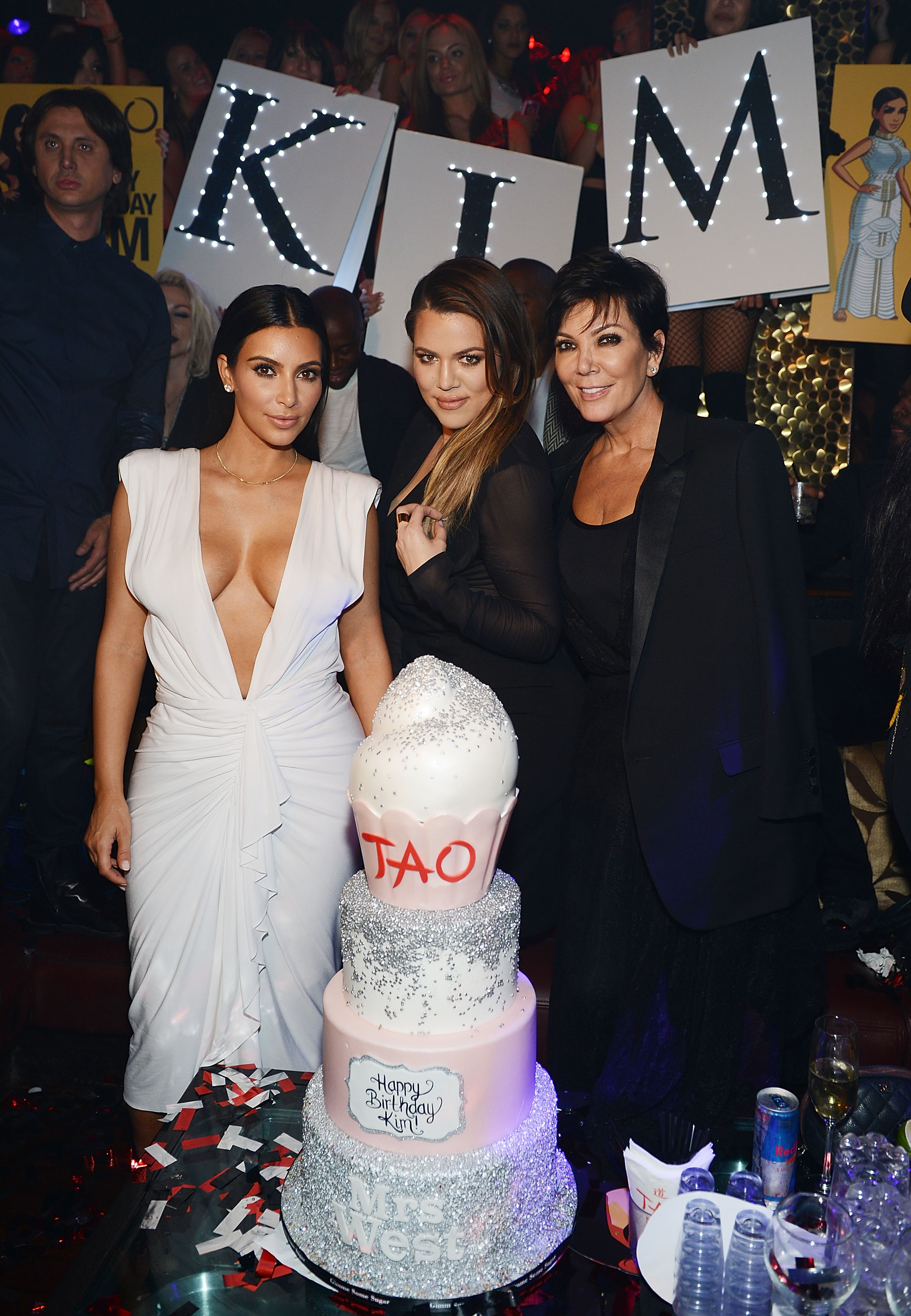 Kim Kardashian West Khloe Kardashian and Kris Jenner at Kims th Birthday at TAO