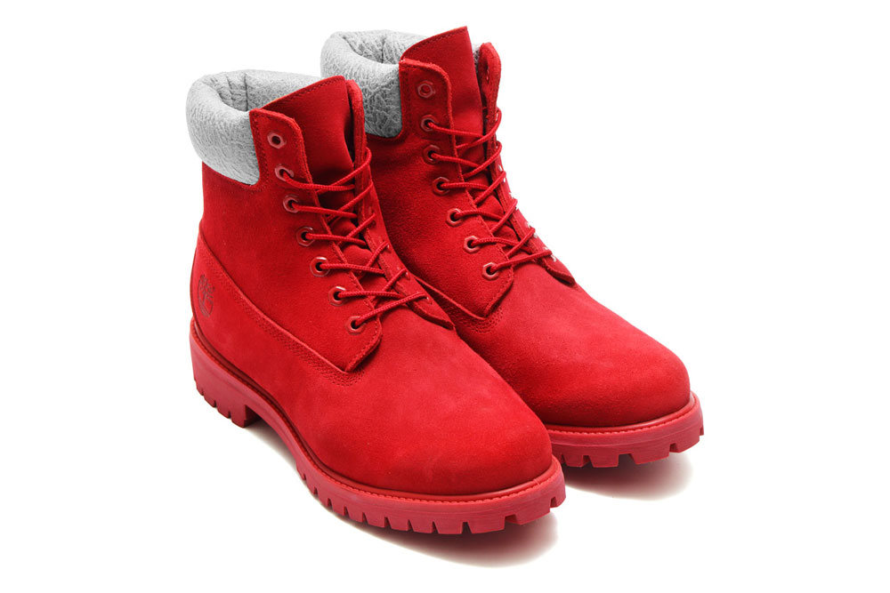 bright red timberland boots