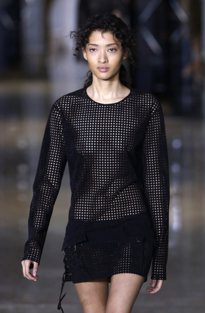aegl l dress mini dress mesh dress mesh black paris fashion week  fashion week  runway model anthony vaccarello