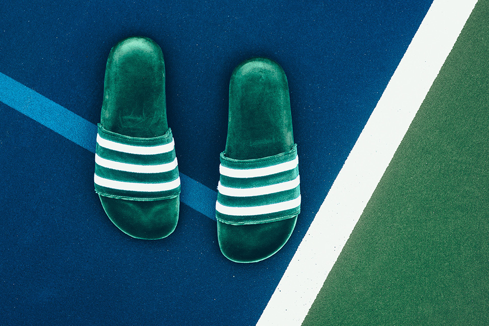 adidas adilette mystery blue green white