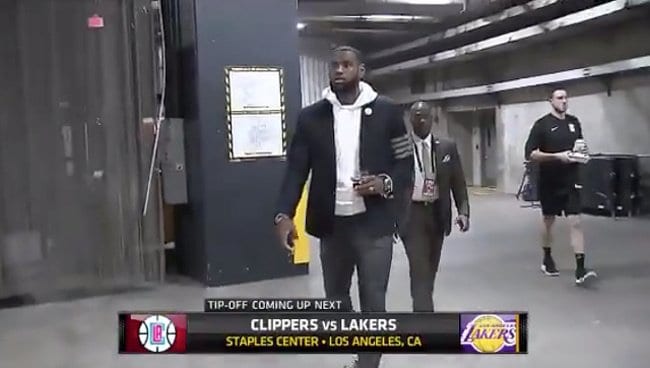 Injured LeBron James Arrives to Staples Center with a Glass of Wine | The Source