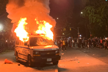 NYPD Van Set on Fire During Protests for George Floyd