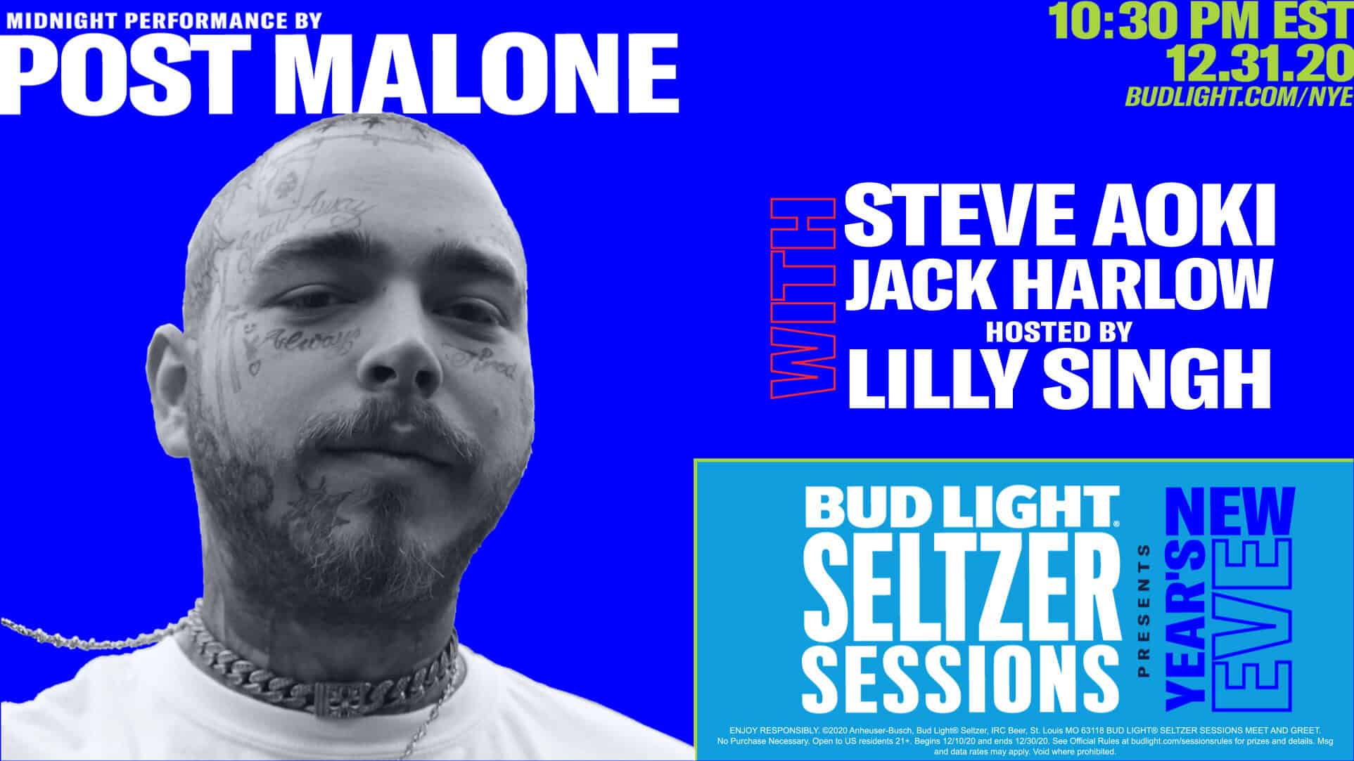 Post Malone, Jack Harlow to Perform at Bud Light Seltzer NYE Live