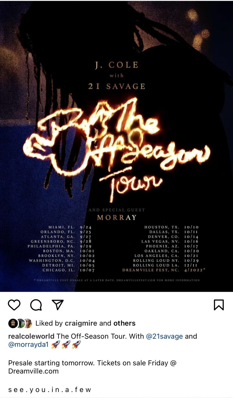 J. cole the off-season tour screenshot