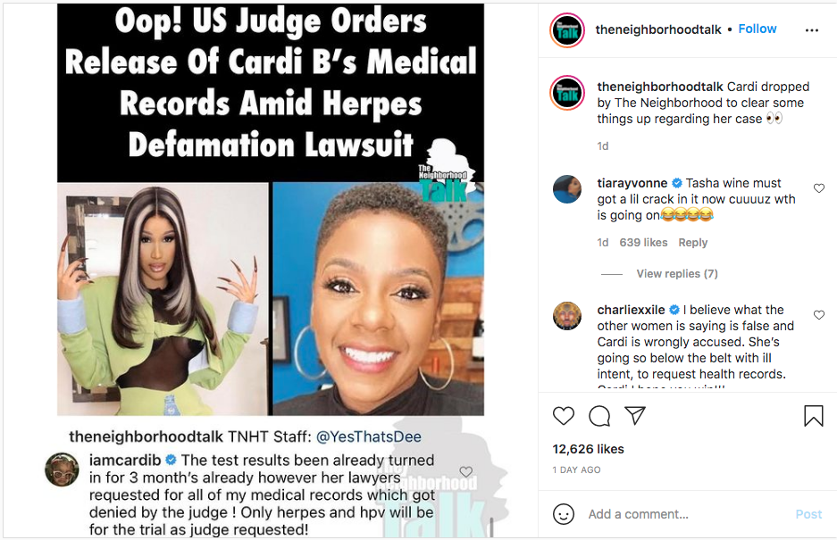 Cardi B Says She Already Shared STD Test Results In Defamation Lawsuit ...