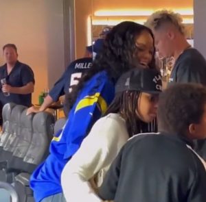 Rihanna and Blue Ivy Carter Pose For Pictures During NFC Championship Game