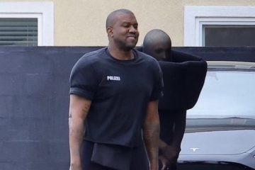 Ye Continues to Wear Shoulder Pads, Bianca Censor Seen in Ringed Sheer Fit as Couple Enjoys Day in LA