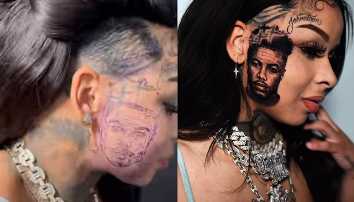 Chrisean Rock Tattoos Blueface's Face on Her Face