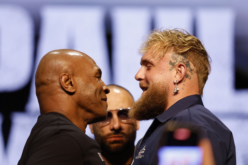 SOURCE SPORTS: Mike Tyson and Jake Paul Go Face to Face and Tease Fight at Apollo Appearance