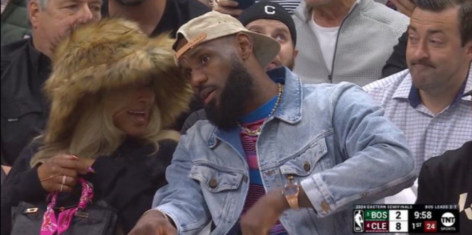 LeBron James Sits Courtside to Watch Cavs-Celtics Playoffs Game