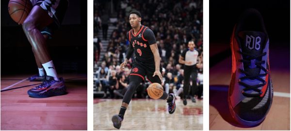 **PUMA Hoops Unveils RJ Barrett’s Signature All-Pro NITRO™ PE**  
Following its on-court debut in January, PUMA Hoops and RJ Barrett have officially launched the RJ Barrett All-Pro NITRO™ PE. Now available online, the player-exclusive sneaker features a bold black, purple, and red colorway that pays tribute to Barrett’s roots and his home team’s retro jerseys.  
Designed for Barrett’s explosive playing style, the All-Pro NITRO™ PE integrates PUMA Hoops’ signature performance technology. The sneaker is powered by NITRO™ SQD foam, a dual-layer cushioning system that provides comfort and impact absorption with a soft inner layer, while a firmer outer layer ensures stability for quick cuts and multidirectional movements.  
The shoe’s engineered mesh upper enhances breathability and support, while a cord lock-down lacing system secures the forefoot for improved lateral stability. A high-abrasion outsole delivers superior traction, giving players the confidence to move aggressively on the court.  
The RJ Barrett All-Pro NITRO™ PE is now available in men’s sizes for $130 at [PUMA.com](https://www.puma.com).