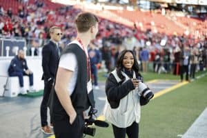 Simone Biles Joins NFL Celebrity Photographer Series During Sunday Night Football